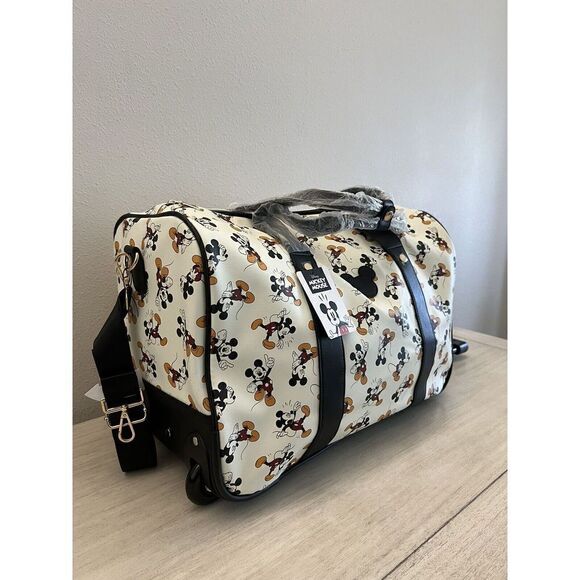 Mickey Mouse BioWorld 20” Rolling Ivory Duffle Bag Luggage Carry On NEW - Picture 3 of 9